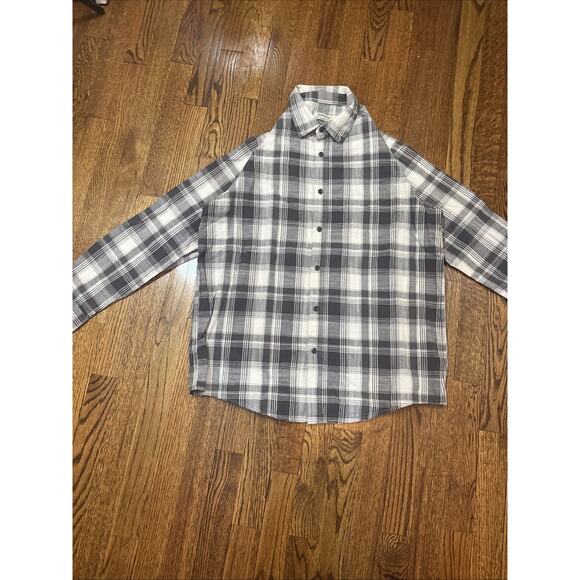 Faded Glory Other - Faded Glory Plaid Button Down Shirt Men’s M 38–40 Gray White 100% Cotton LS
